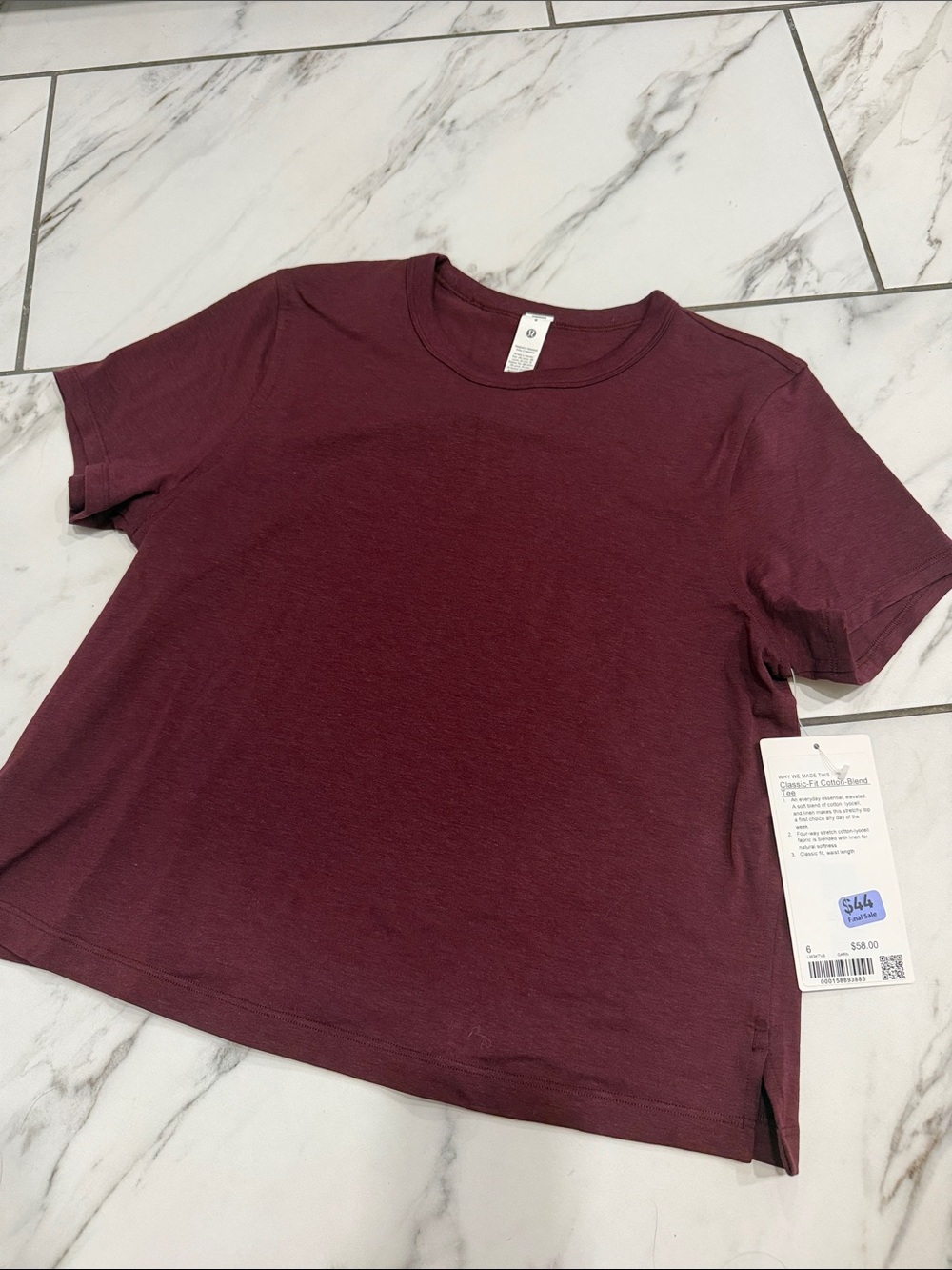 lululemon athletica Short Sleeve Crew Tee in Deep Burgundy